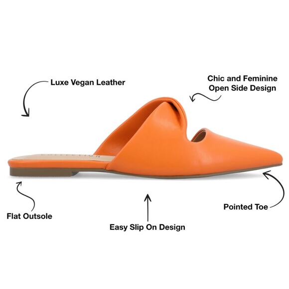 NEW Journee Women's Enniss Cutout Pointed Toe Mule Flats Size 7 Orange VOLS - Picture 2 of 8